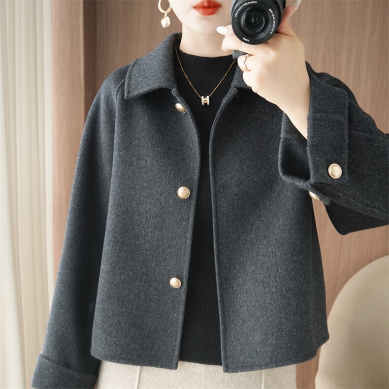 2025年秋季羊毛圆领绵羊毛长袖通勤，女装毛呢外套，众策羊绒