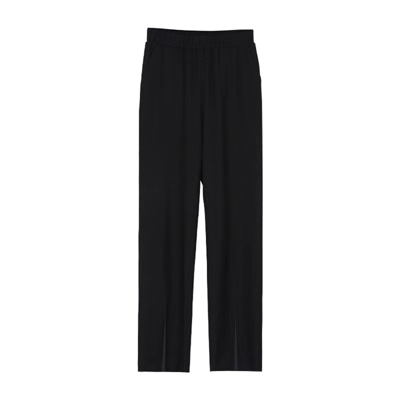 AK2400-p35前开叉西装裤女高腰直筒垂感休闲分衩拖地阔腿裤子,女装休闲裤,星座617A-2