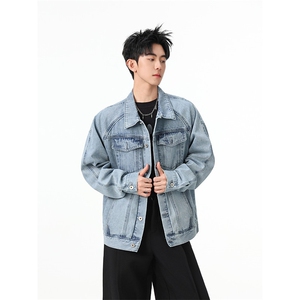水洗牛仔外套男款春美式痞帅上衣服宽松休闲工装夹克JK1326-P78图片