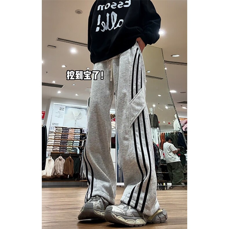 特批P30无差价秋新抖音三条杠拖地裤男青少年运动休闲裤K1990,男装休闲裤,电商A001-1