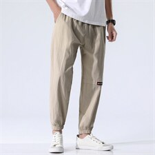日系白底夏季潮流宽松小裤脚男士九分休闲裤DK7302-P30控58，男装休闲裤，星座717