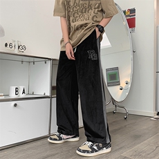 休闲裤男韩版潮流条纹拼色2024春秋新款ins宽松百搭长裤K3427-P32，男装休闲裤，星座412