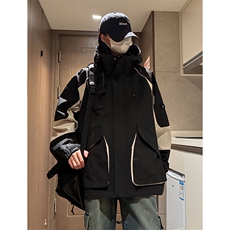 【直播】2024春季男女连帽冲锋衣外套拼色夹克C2335-TP95控价128，男装夹克，电商A102-1