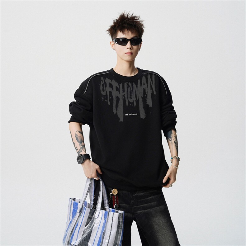 得物供货、重磅420克现货圆领卫衣宽松HD019-1-WY2806LL-P35,男装卫衣,电商019-1