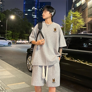 套装！ 华夫格套装短袖T恤短裤男 TZ204-特P 38图片