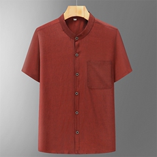 夏季男装高品质醋酸面料中老年风短袖衬衫中年衬衫半袖，男装中老年男装，钱塘723