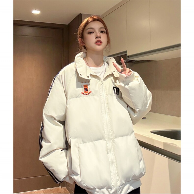 冬装新港风织带棉服刺绣logo棉衣休闲加厚外套男女G1105P118,男装棉衣,电商A339