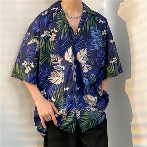 夏季五分袖潮牌宽松垂感面料男式痞帅衬衫男百搭防晒服外套夹克,矮个子女生韩系穿搭夏季图片