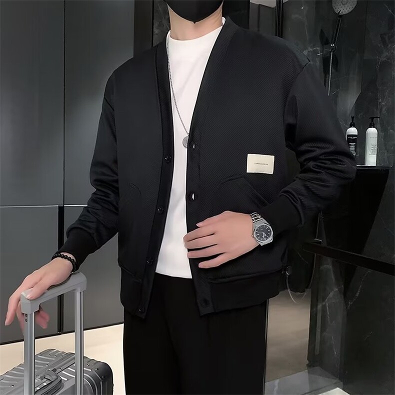 高级感针织衫开衫夹克男士春秋季新款休闲ins韩版V领毛衣外套S001，男装针织衫/毛衣，星座1116A-2（原606A-1）