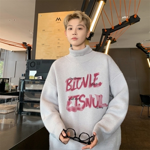 高质量！秋冬高领毛衣男士加绒加厚翻领针织衫男毛衣FL218-特p38图片
