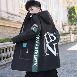 外套男士秋季中长款夹克连帽韩版潮流男装2021新款风衣JK177-P65图片
