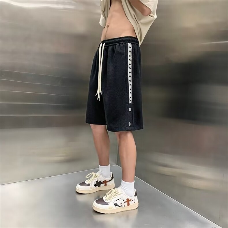夏季华夫格织带拼接休闲五分短裤DK539-P29,男装休闲裤,星座1109-3