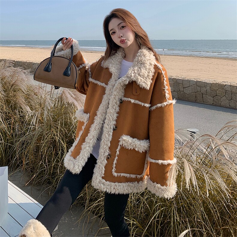 已出大货皮毛一体外套6530P215K318,女装短外套,2D001