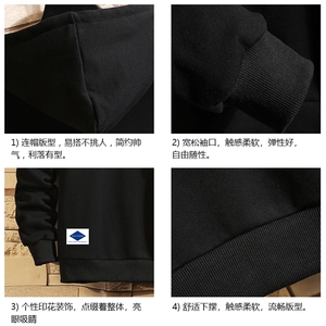 WY2061-P35 加绒款-P40 纯棉连帽卫衣男大码运动帽衫宽松薄 砖墙图片