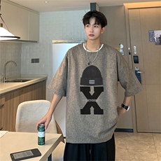 电商DSA028-ML23Q03P3095棉5氨纶夏季新款港风麻料短袖T恤男，男装T恤，电商A028