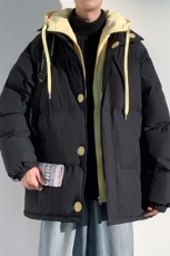 冬季青少年连帽假两件外套加绒加厚休闲简约棉衣棉服5303-P85，男装棉衣，电商B306