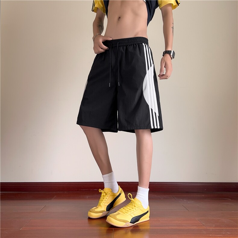 抖音品质夏季新款美式运动条纹宽松短裤B315-K25526-特p25控48,男装牛仔裤,电商B315