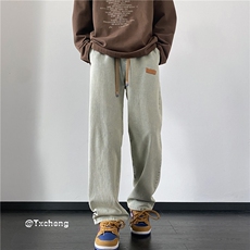 2024新款潮流百搭小标牛仔裤宽松休闲拖地裤B315-K5550-P45控58，男装牛仔裤，电商B315