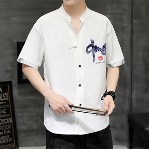 2026夏季风新款翻领男士潮流印花短袖T恤 H1691-P58图片