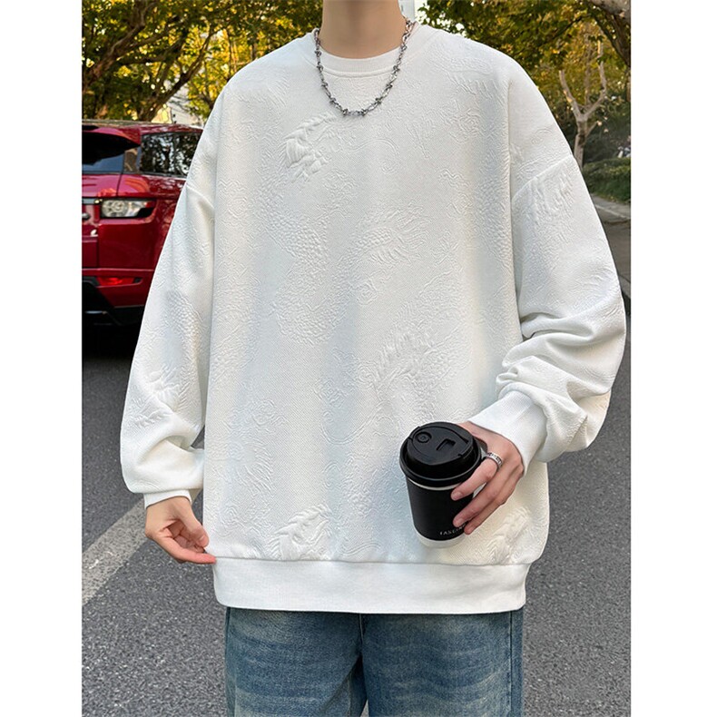 S5015/特P30春装新款高个性套头提花卫衣男潮流宽松长袖T恤外套，男装卫衣，电商A141