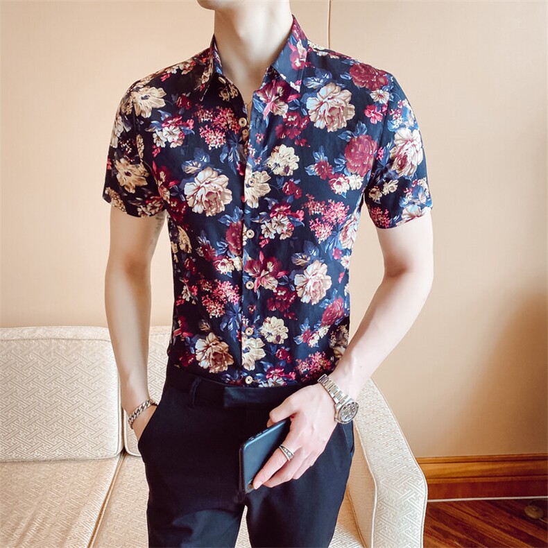 《《新上8号色》》男士花衬衫短袖男休闲衬衫衬衣228-CS12-P30，男装T恤，星座228