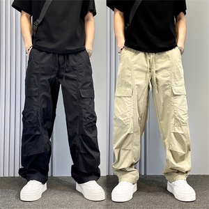 潮牌美式高街痞帅工装裤男士2025夏季新款潮流大口袋设计感阔腿裤图片