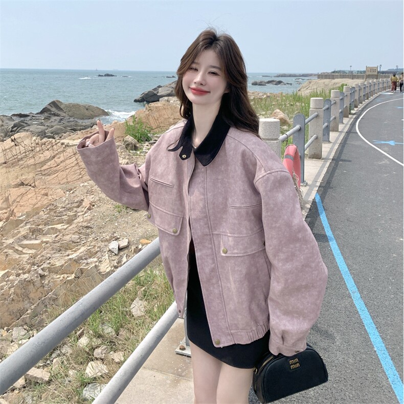 粉紫色牛仔外套2C198-6519-P175K248,女装短外套,2C198