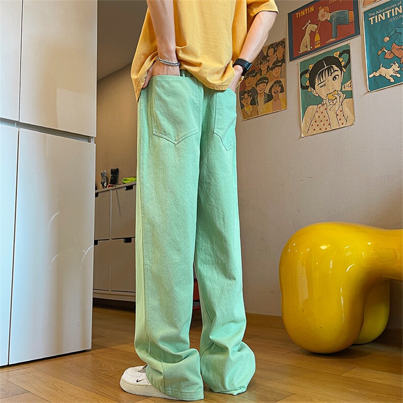 24年春夏季水洗高街vibe直筒宽松阔腿五色牛仔裤NZ2310-P55控78,男装牛仔裤,星座1002-1