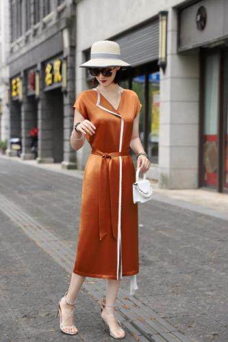 轻奢醋酸连衣裙，女装连衣裙，澳洛菲