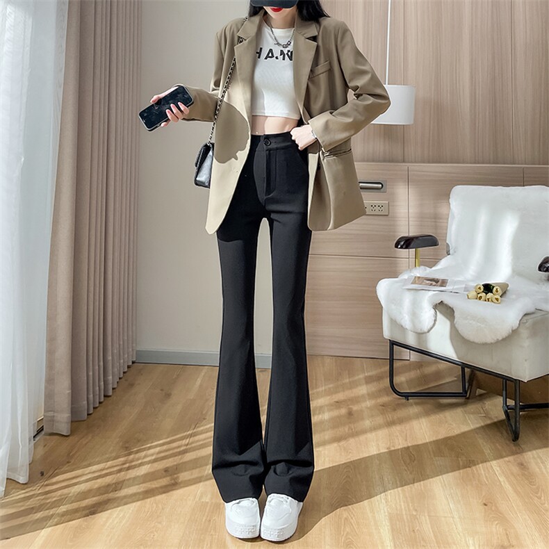 显瘦天花板黑色马蹄裤西装阔腿直筒微喇叭裤修身长裤女,女装休闲裤,云美莎专业女裤-全店现货