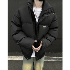 冬装新品港风PU软皮棉服刺绣logo棉衣休闲加厚外套男G1103P128，男装棉衣，电商A339