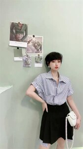 条纹两件套连衣裙图片
