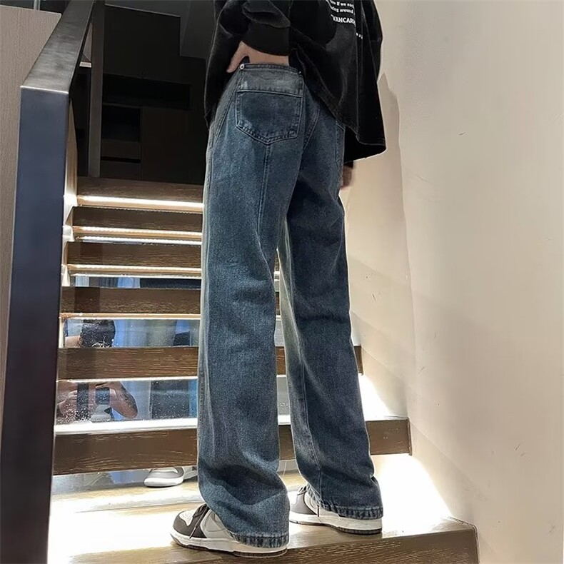 宽松阔腿美式复古渐变牛仔裤男潮牌高街直筒薄款裤子秋季,男装牛仔裤,四季星座218-1
