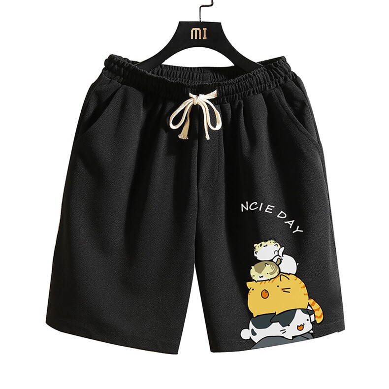MK37090-P15冰丝短裤男士大码宽松休闲五分裤男运动中裤砖墙挂拍,男装休闲裤,电商A040A