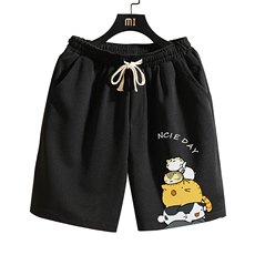 MK37090-P15冰丝短裤男士大码宽松休闲五分裤男运动中裤砖墙挂拍，男装休闲裤，电商A040A
