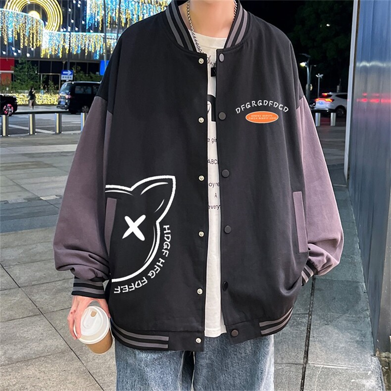 电商DSA028-JKC21V170P50新款印花棒球服外套港风休闲夹克,男装夹克,电商A028