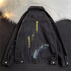 JK8864-P59美式复古水洗小众扎染破洞牛仔外套，男装工装外套，电商B323A
