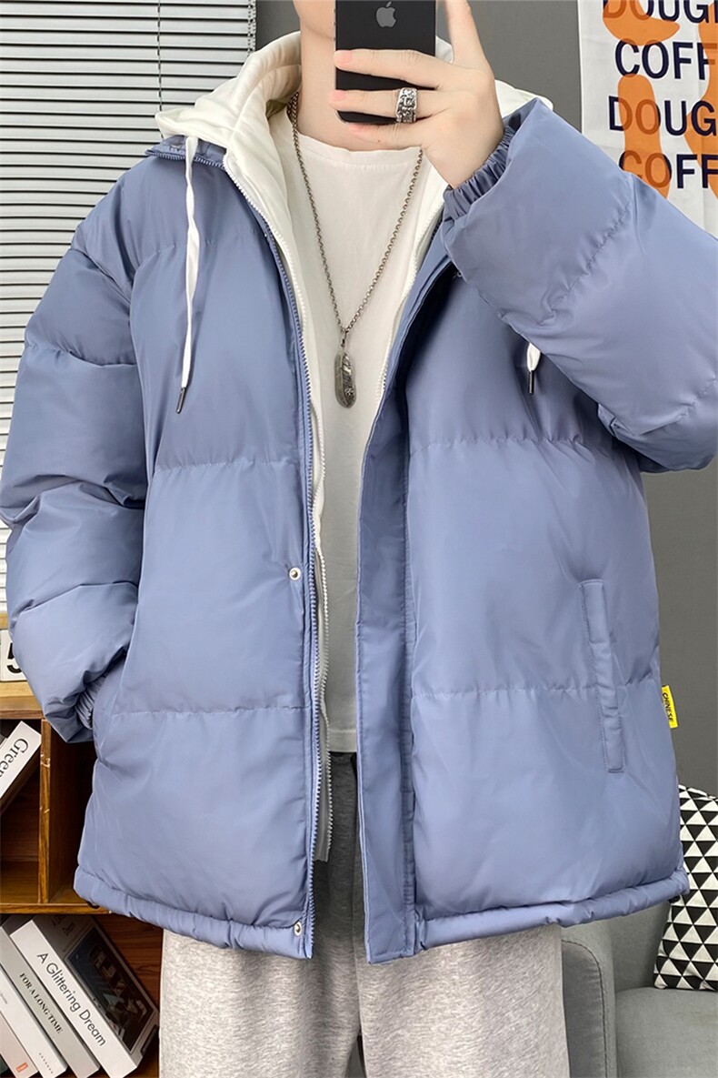 23冬季新款港风棉衣男女情侣假两件宽松连帽加厚棉服WT08无标-P60,男装棉衣,星座1402-1