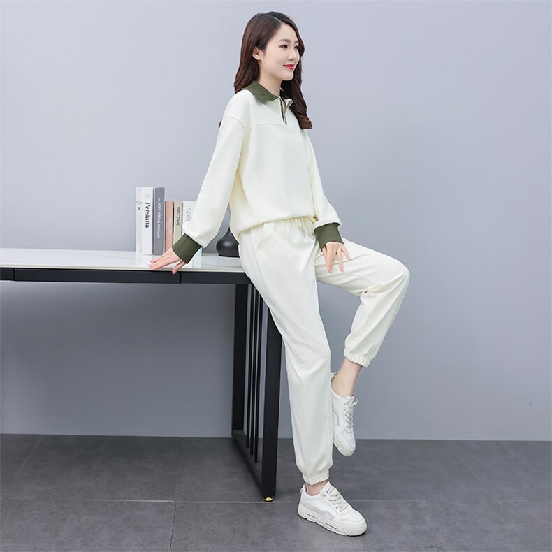 专柜撤柜精品女装高端尾货牛货2023新款翻领长袖休闲运动撞色,女装运动套装,凯瑟曼