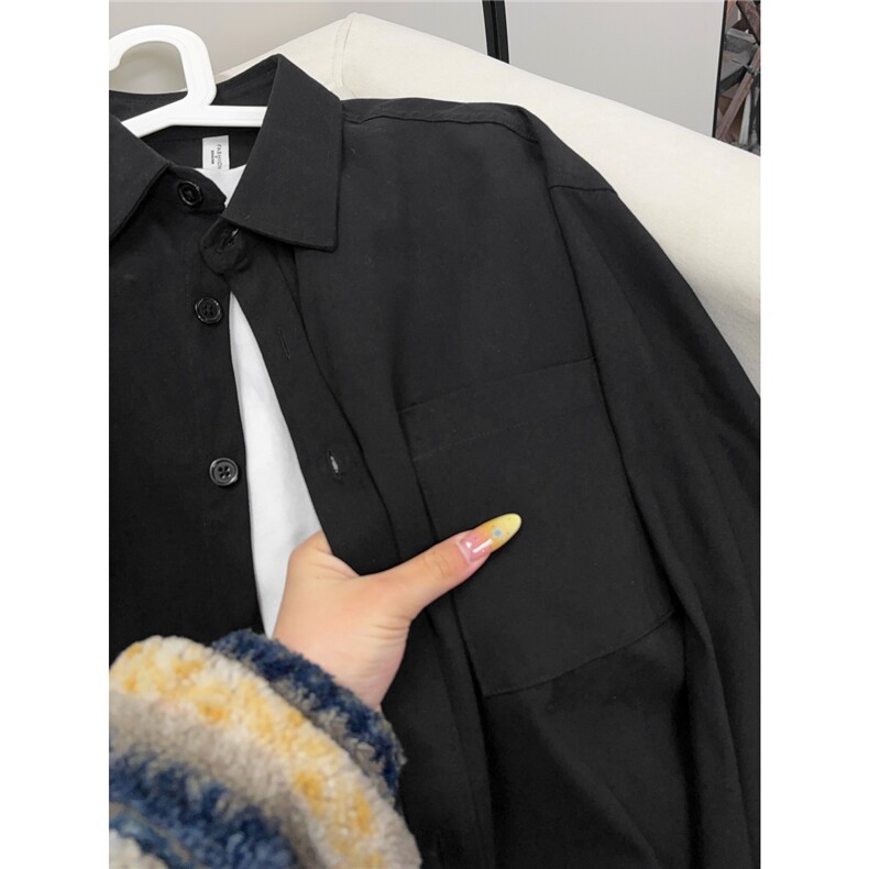 B221美式ins高街纯色百搭纯棉长袖衬衫外套SY2558-特P32控58,男装衬衫,电商B221