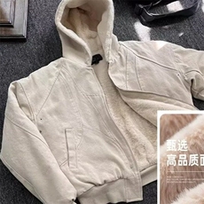 美式座山雕连帽夹克棉服男女冬季加绒加厚短款工装外套，男装夹克，星座506A