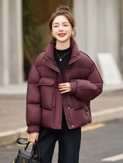 红时尚短款羽绒服女2025冬季新款高级感立领保暖白鸭绒外套，女装羽绒服，沐七七