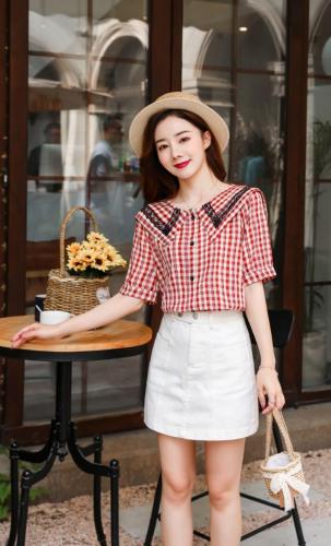 夏季新款格子小上衣,女装,宝姿余
