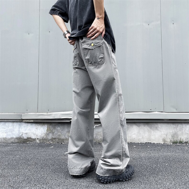美式复古工装裤潮牌高街vibe宽松直筒休闲阔腿裤男女K1588-P60,男装工装外套,星座1008