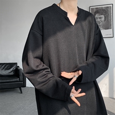 8XL-M长袖打底衫T恤V领针织体恤麦穗条卫衣加肥加大码TX3102特P35，男装T恤，电商B238