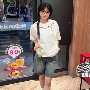 万针全刺绣工艺抖音得物高品质260克重磅纯棉双纱美式高街短袖T恤图片