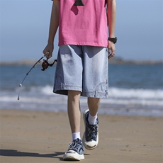 美式高街倒装牛仔短裤男夏季薄款宽松休闲五分裤子DK836-特批-35，男装牛仔裤，星座718-1