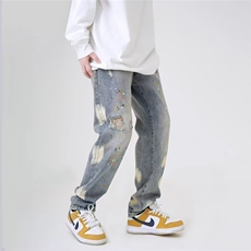 1506-1/K52241/P51复古美式印花脏染微喇cleanfit潮男女牛仔裤，男装牛仔裤，星座1506-1