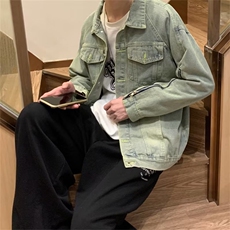 美式街头复古做旧水洗牛仔外套男女拉链设计感宽松夹克潮JM60-p63，男装工装外套，星座1008-1