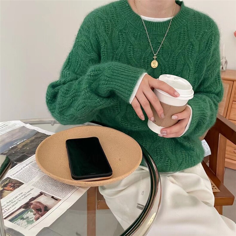 圆领羊毛衫女设计感麻花打底秋冬季显瘦时尚毛衣,女装羊毛衫,思途羊绒
